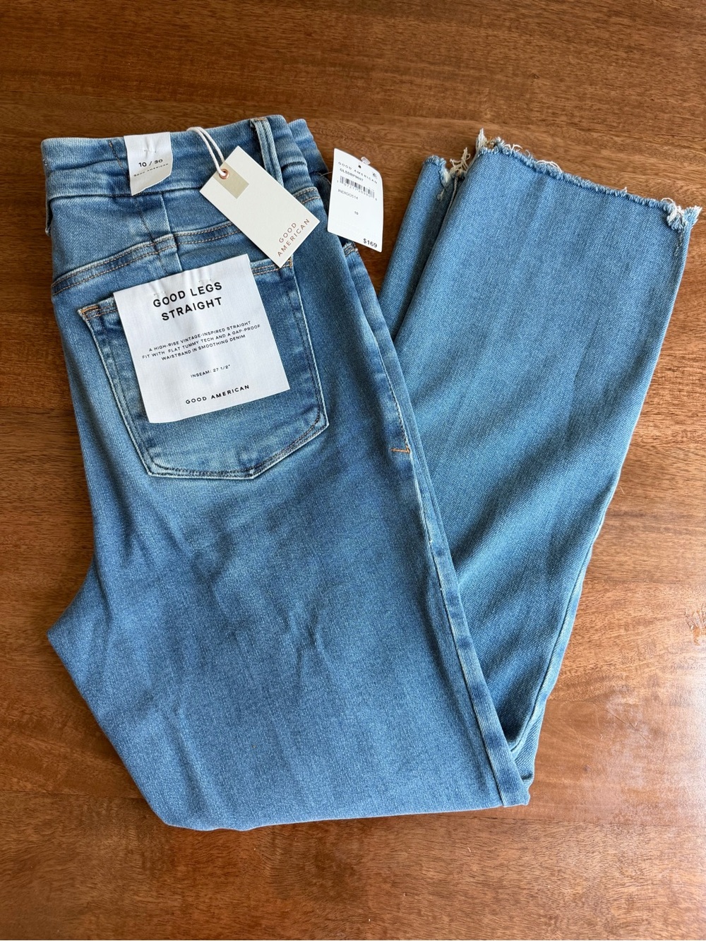 Good American Soft Tech Good Legs Straight Jeans — Indigo514